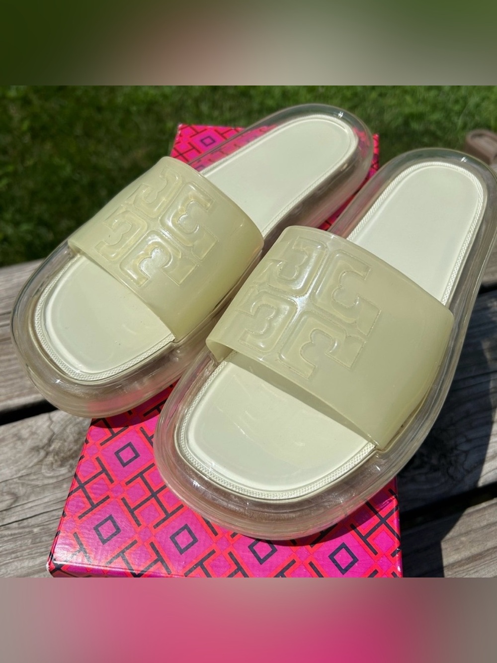 Tory Burch Bubble Slides Rubber Sandals New Ivory 7